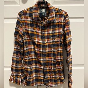 Roots button down flannel 100% cotton men’s medium orange/blue/white​